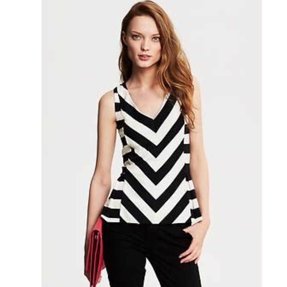 Banana Republic chevron black white peplum top 2